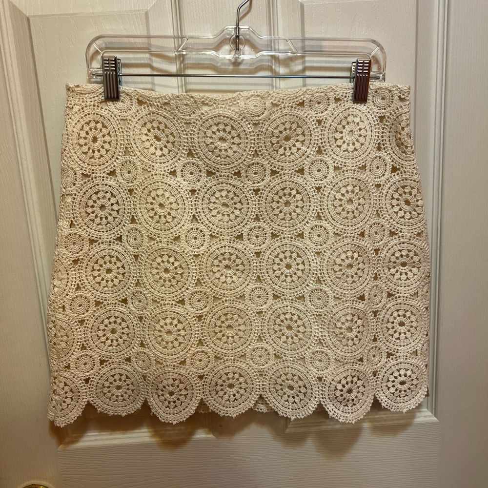 MNG Mango Cream Crochet Mini Skirt - Picture 3 of 5